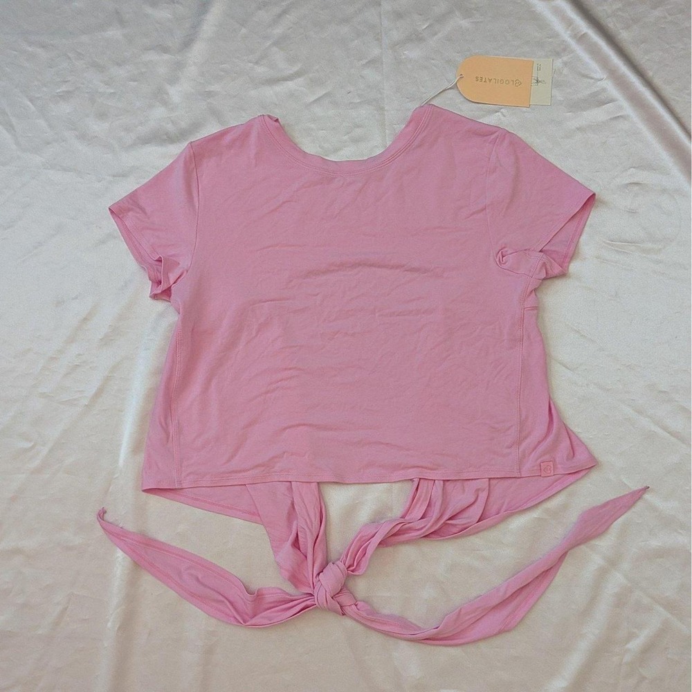 New Blogilates Women's Bow Back Activewear T-Shirt Tee Light Pink XL 10-12